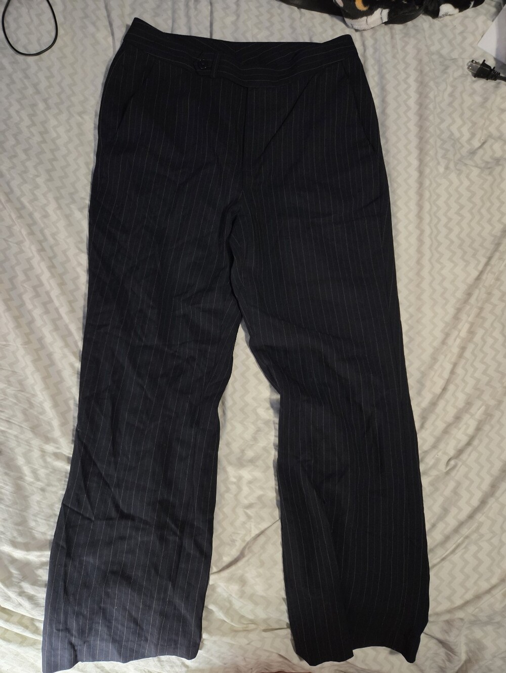 Ralph Lauren Black Pinstripe Wool Trouser Pants